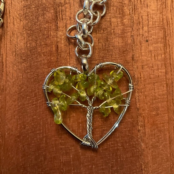 Choices of color Natural Stone Tree of Life Pendant on chain. 24” - Picture 2 of 4